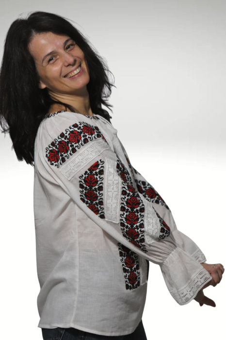 Ie damă Pinufia broderie rosie maneca lunga - [4]