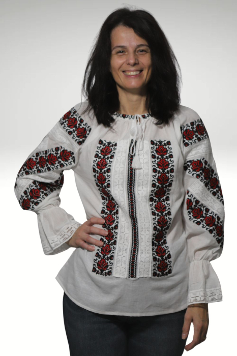 Ie damă Pinufia broderie rosie maneca lunga - [3]