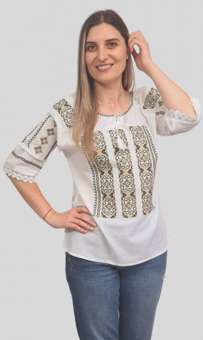 Ie damă Romanita broderie verde [3]