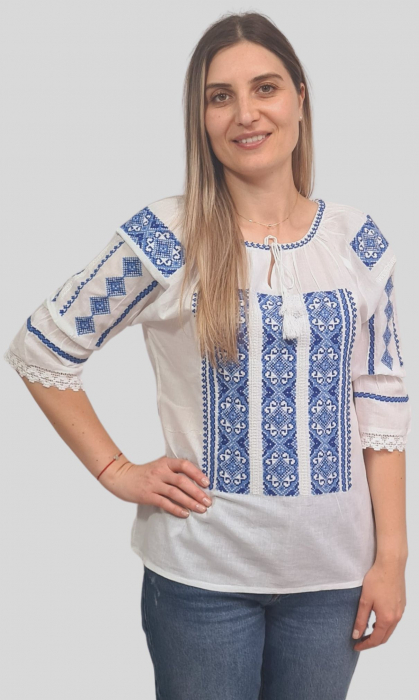 Ie damă Romanita broderie albastra [1]