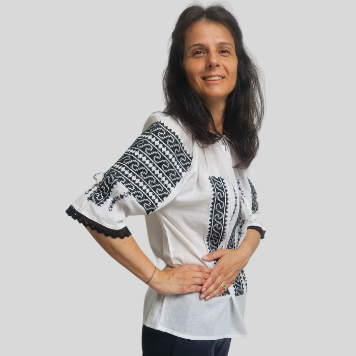 Ie damă Nectaria broderie neagra si argintie [3]