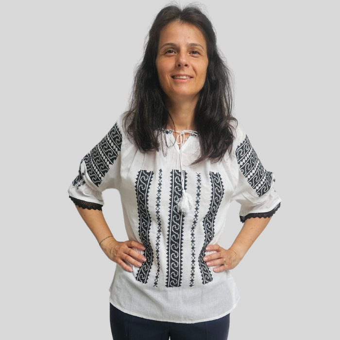 Ie damă Nectaria broderie neagra si argintie [2]