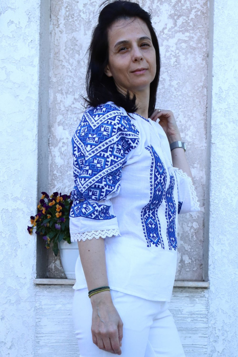 Ie damă Filotimia broderie albastra [3]