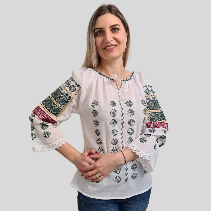 Ie damă Zoe broderie verde [3]