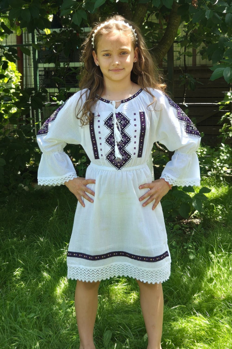 Rochie fete Rebeca broderie mov [3]