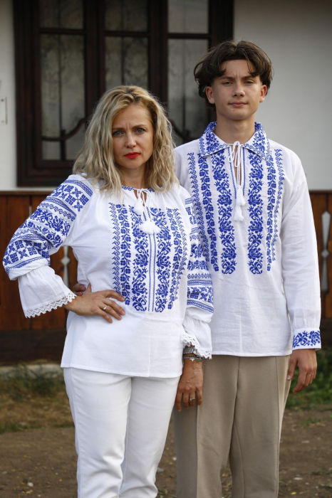 Set cuplu Amza si Ana broderie albastra [4]