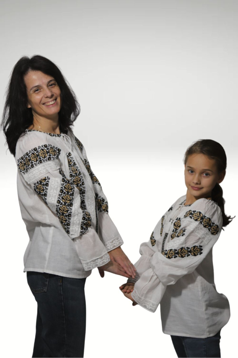 Set mama-fiica Pinufia broderie bej [2]