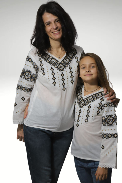 Set mama-fiica Antuzia broderie bej [2]