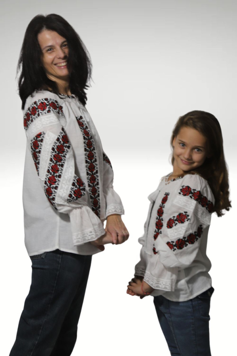 Set mama-fiica Pinufia broderie rosie [2]