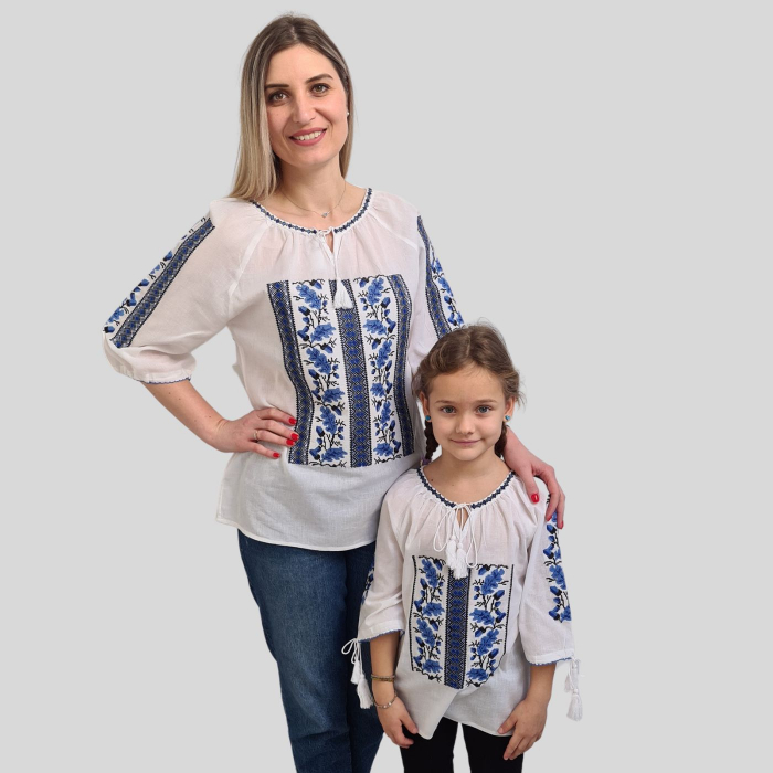 Set mamă fiică Viorica broderie albastră [2]