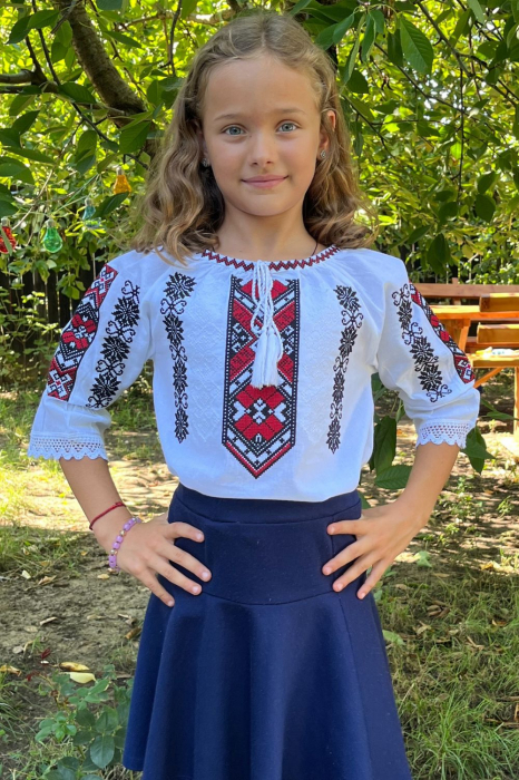 Set mama-fiu-fiica Leonida broderie roșie [4]