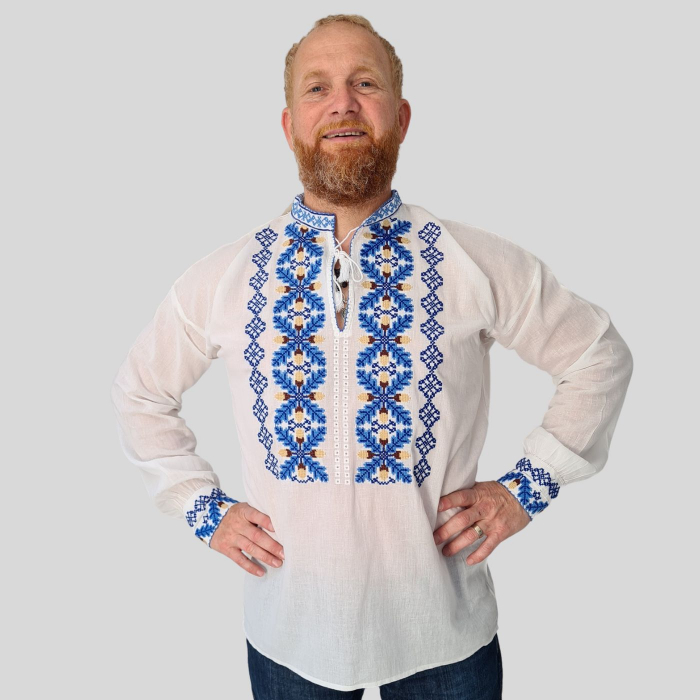 Set mamă-tată-fiu Paraschiv broderie albastră [3]