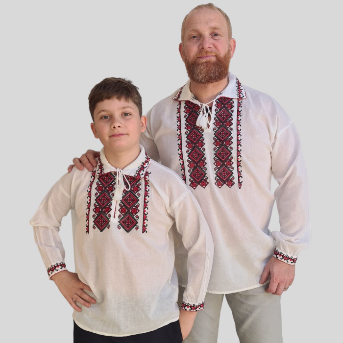 Set tată-fiu Chiril broderie roșie [2]