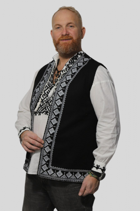 Vestă bărbați Traian broderie albă [2]