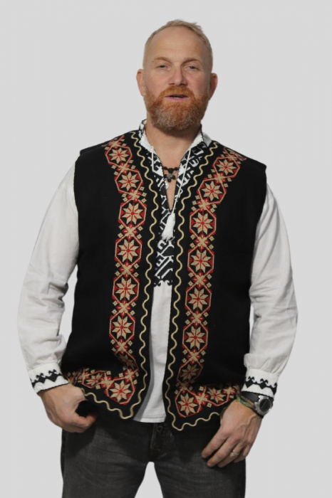 Vestă bărbați Matei broderie rosie [2]