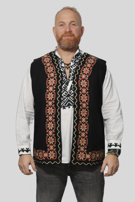 Vestă bărbați Matei broderie rosie [3]