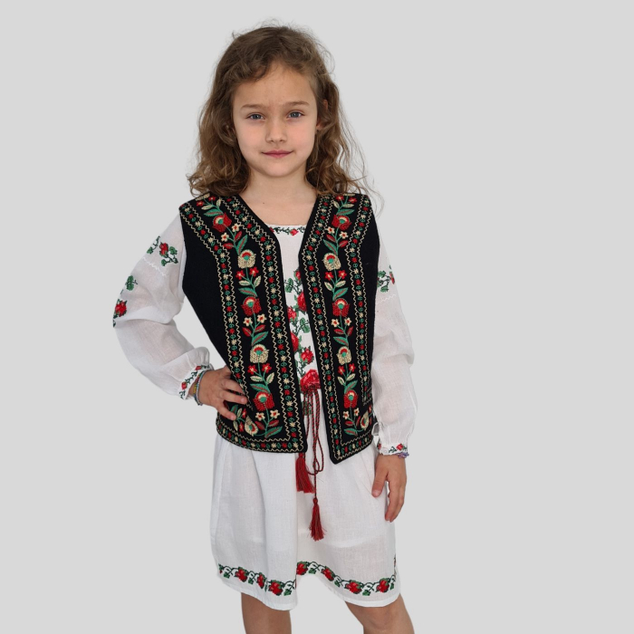 Vesta traditionala copii broderie flori [2]