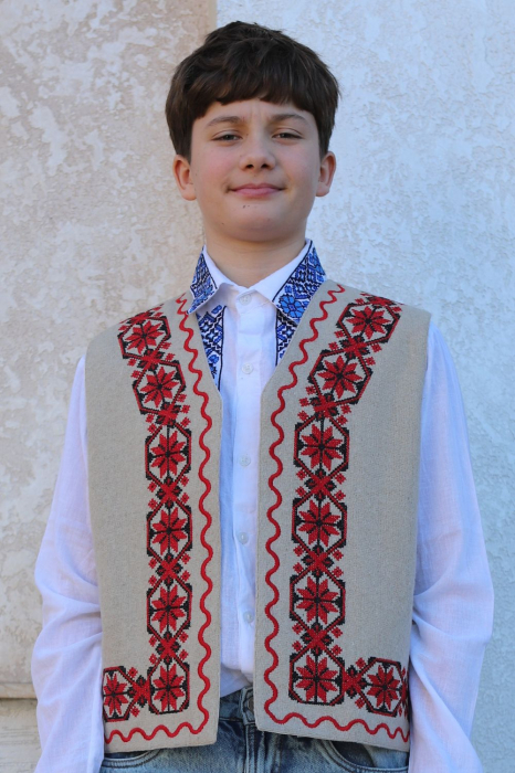 Vesta traditionala copii Matei material bej [3]