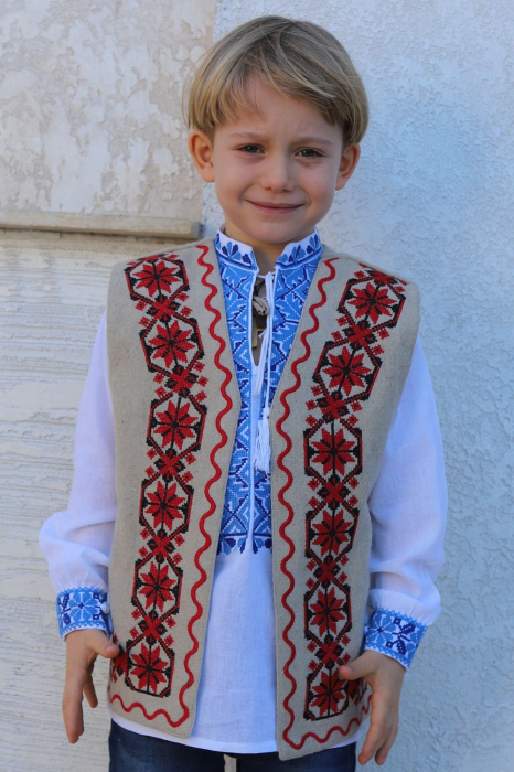 Vesta traditionala copii Matei material bej [2]