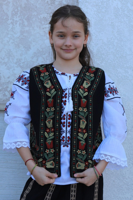 Vesta traditionala copii Marta broderie bej [3]