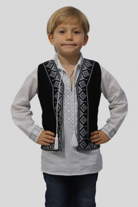 Vesta traditionala motiv bradut broderie albă [1]