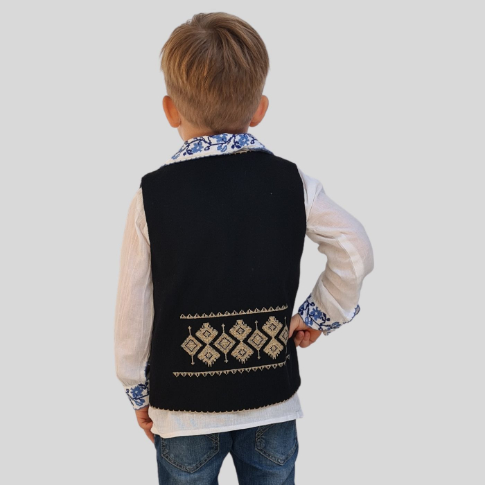 Vesta traditionala motiv bradut broderie bej [2]