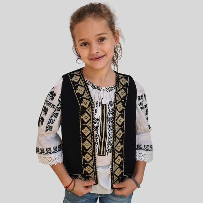 Vesta traditionala motiv bradut broderie bej [3]