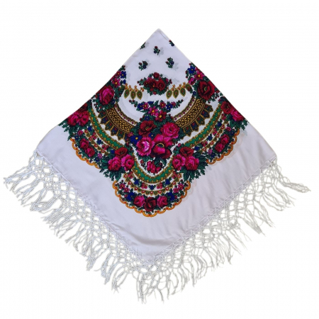 esarfe - Eșarfă tradițională cu franjuri de bumbac împletiti