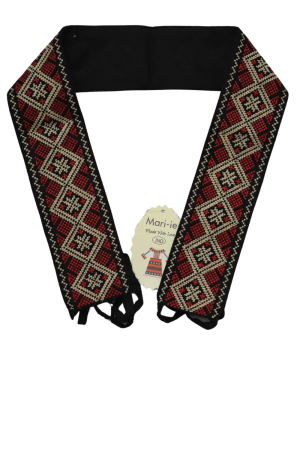 Dama - Brâu traditional broderie rosie si bej