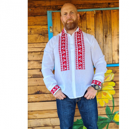 Cămașă tradițională Hariton broderie rosie