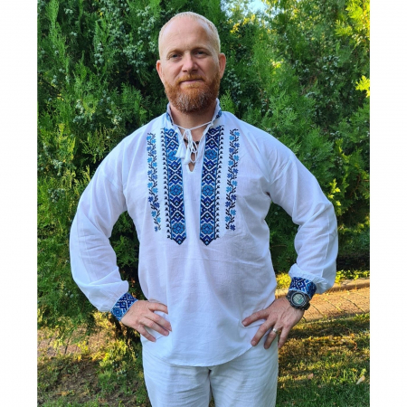 camasi traditionale - Cămașă tradițională Samuel broderie albastra