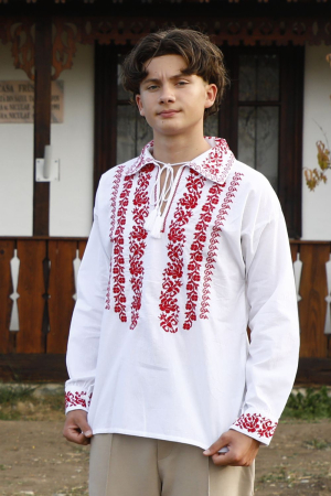 camasi traditionale - Cămașă tradițională Amza broderie rosie