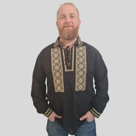 camasi traditionale - Cămașă tradițională Alexie culoare neagra