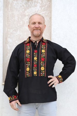 Cămașă tradițională flori de toamna neagra [2]