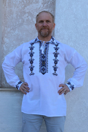 camasi traditionale - Cămașă tradițională Alfeu broderie albastra