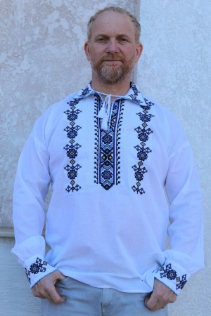 Cămașă tradițională Alfeu broderie albastra [2]