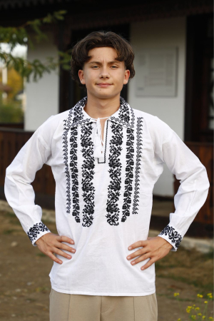 camasi traditionale - Cămașă tradițională Amza broderie neagra