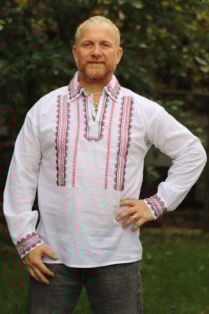 Cămașă tradițională Misail broderie rosie camasi traditionale - Cămașă tradițională Misail broderie rosie