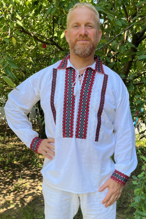 camasi traditionale - Cămașă tradițională Andronic broderie rosie