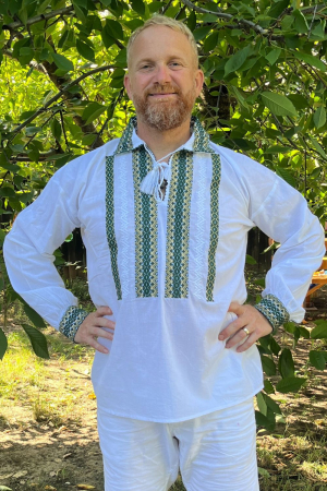 Cămașă tradițională Andronic broderie verde camasi traditionale - Cămașă tradițională Andronic broderie verde