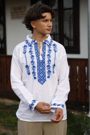 camasi traditionale - Cămașă tradițională Adelyn broderie albastra
