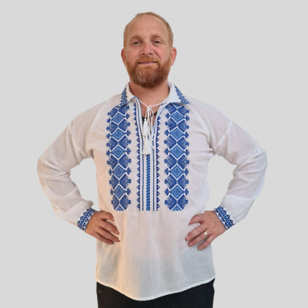 Cămașă tradițională Laviniu broderie albastră [1]