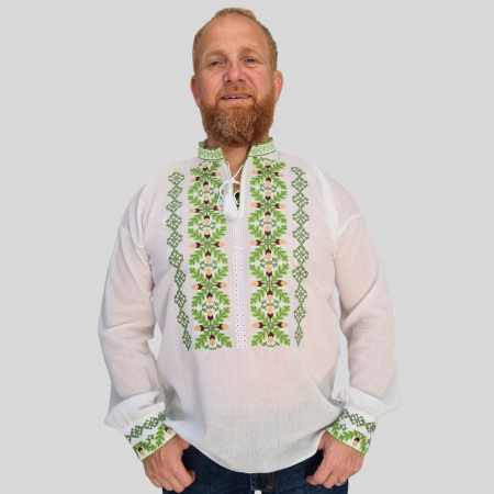 camasi traditionale - Cămașă tradițională Paraschiv broderie verde