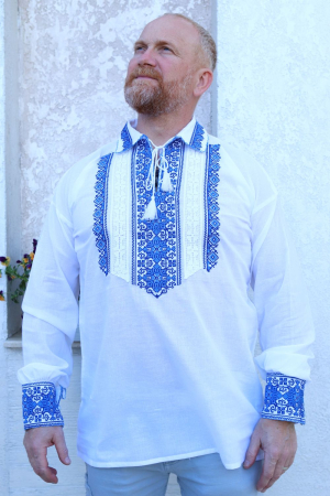 camasi traditionale - Cămașă tradițională Elefterie broderie albastra