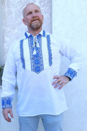 Cămașă tradițională Elefterie broderie albastra [2]