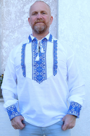 Cămașă tradițională Elefterie broderie albastra [1]