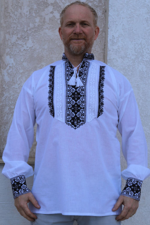 camasi traditionale - Cămașă tradițională Elefterie broderie neagra