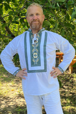 Cămașă tradițională Leon broderie verde [2]