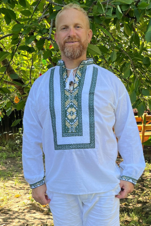 Cămașă tradițională Leon broderie verde [1]