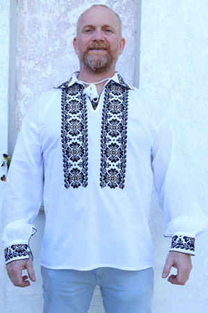 Cămașă tradițională Grigorie broderie neagra si aurie [1]